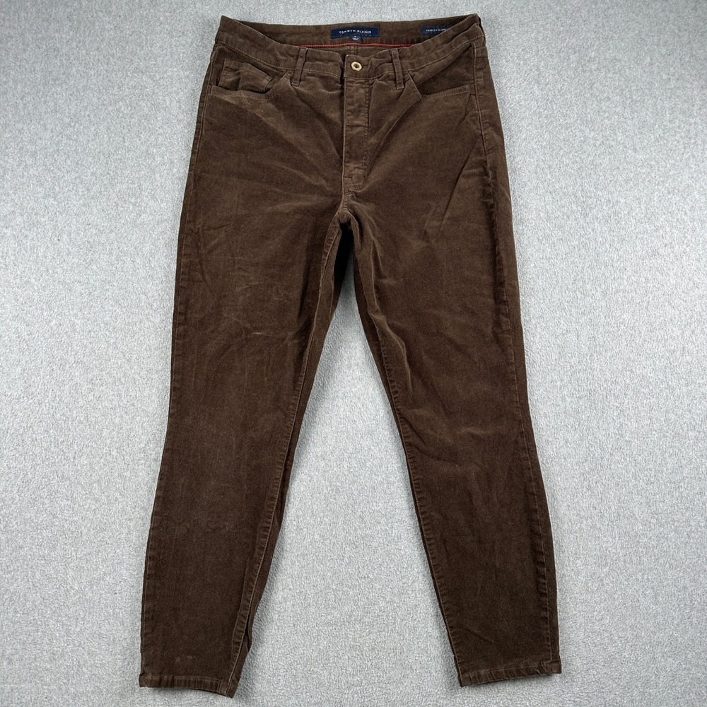 Tommy Hilfiger Pants Womens 12 Tribeca Skinny Brown Corduroy Stretch